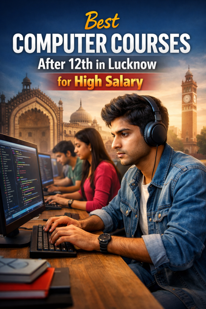 design a studnets focus high quality img for this - i want to use as a cover img of link ok -Best Computer Courses After 12th in Lucknow for High Salary