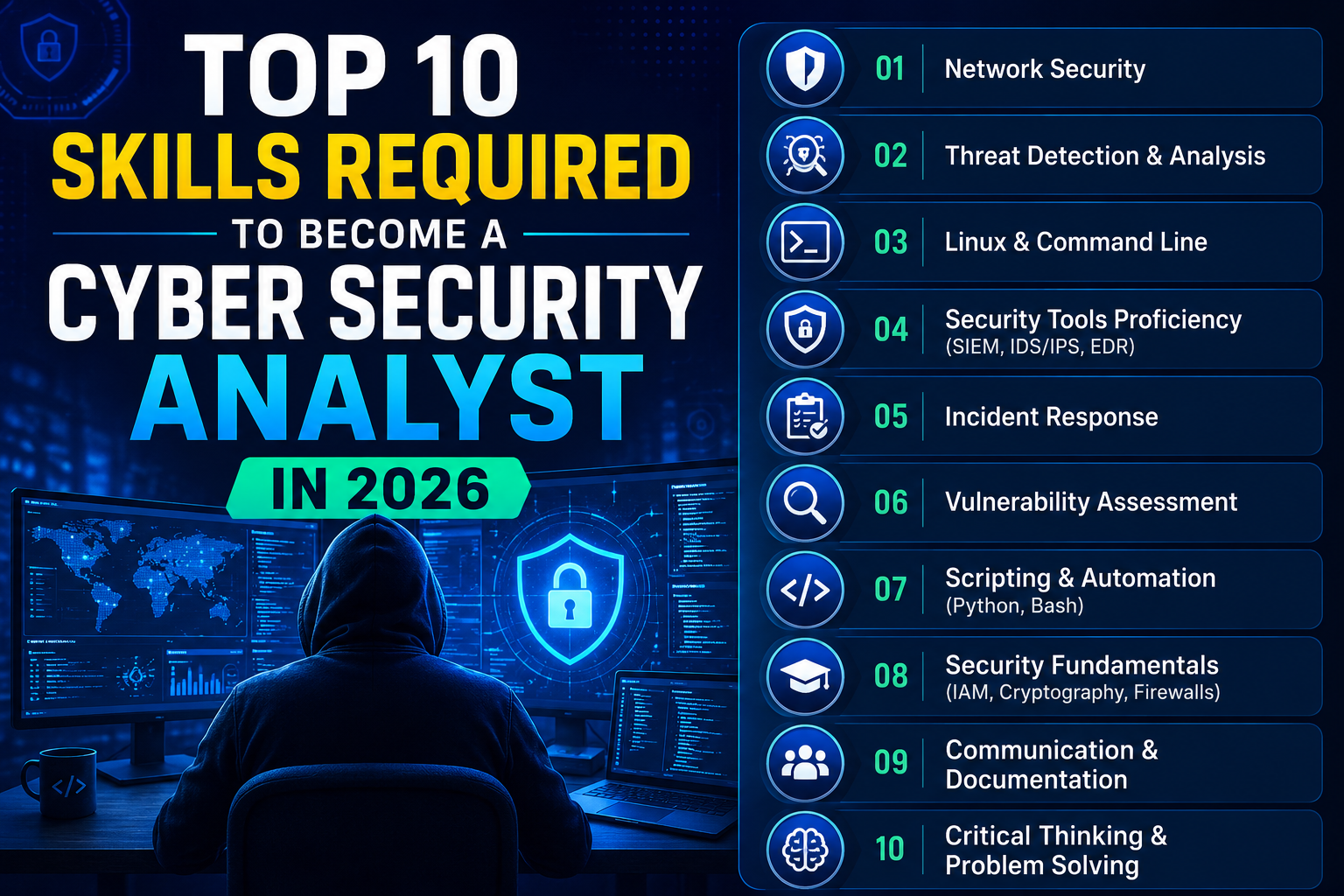 Top 10 Skills Required to Become a Cyber Security Analyst in 2026